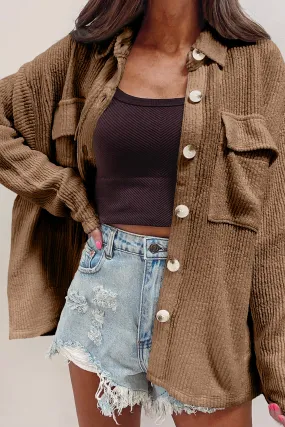 🔥 Dark Khaki Rib Textured Pocket Jacket: When You Want to Look Like You’ve Got Your Life Together, But You’re Actually Just Trying to Survive Another Day 🔥