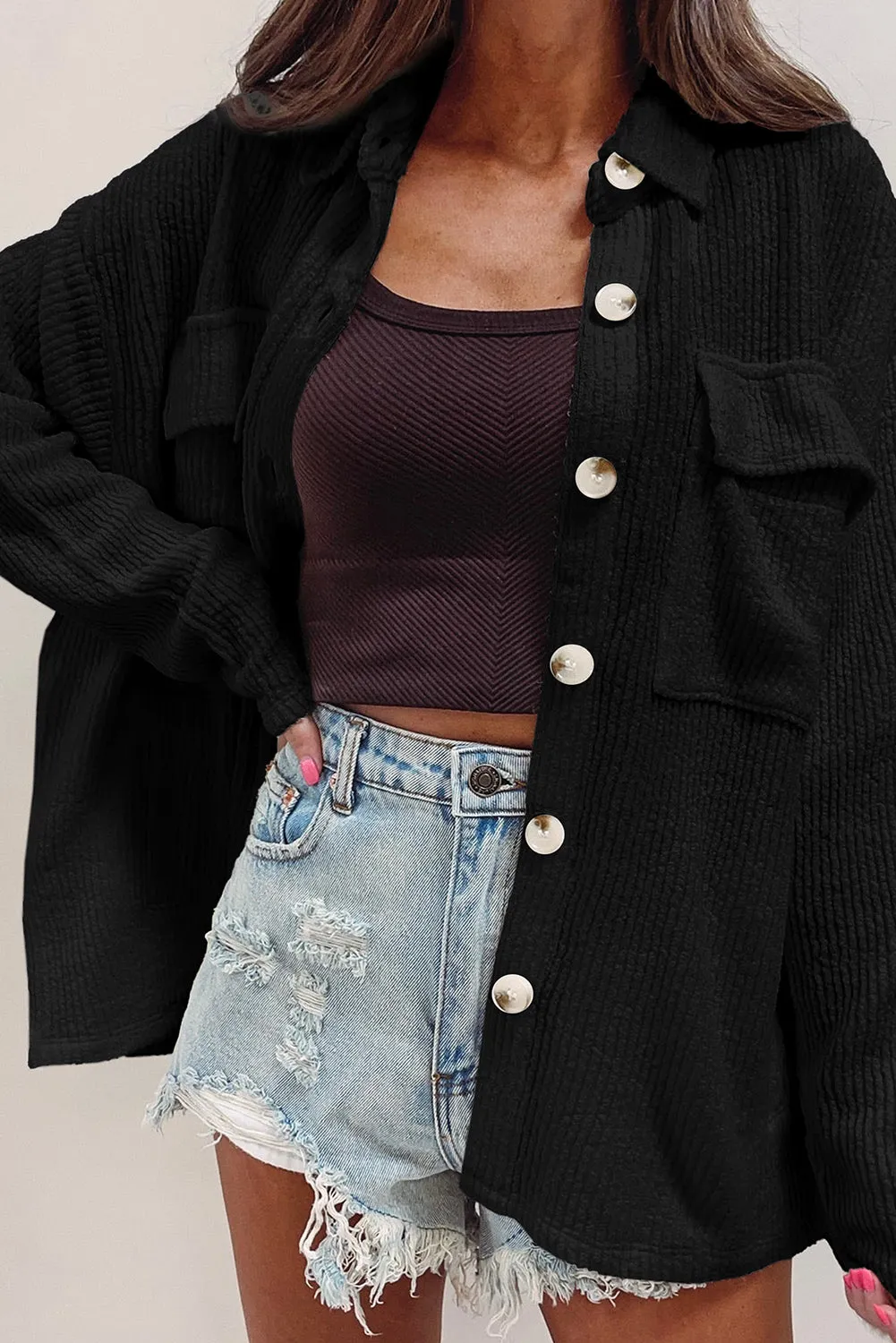 🔥 Dark Khaki Rib Textured Pocket Jacket: When You Want to Look Like You’ve Got Your Life Together, But You’re Actually Just Trying to Survive Another Day 🔥