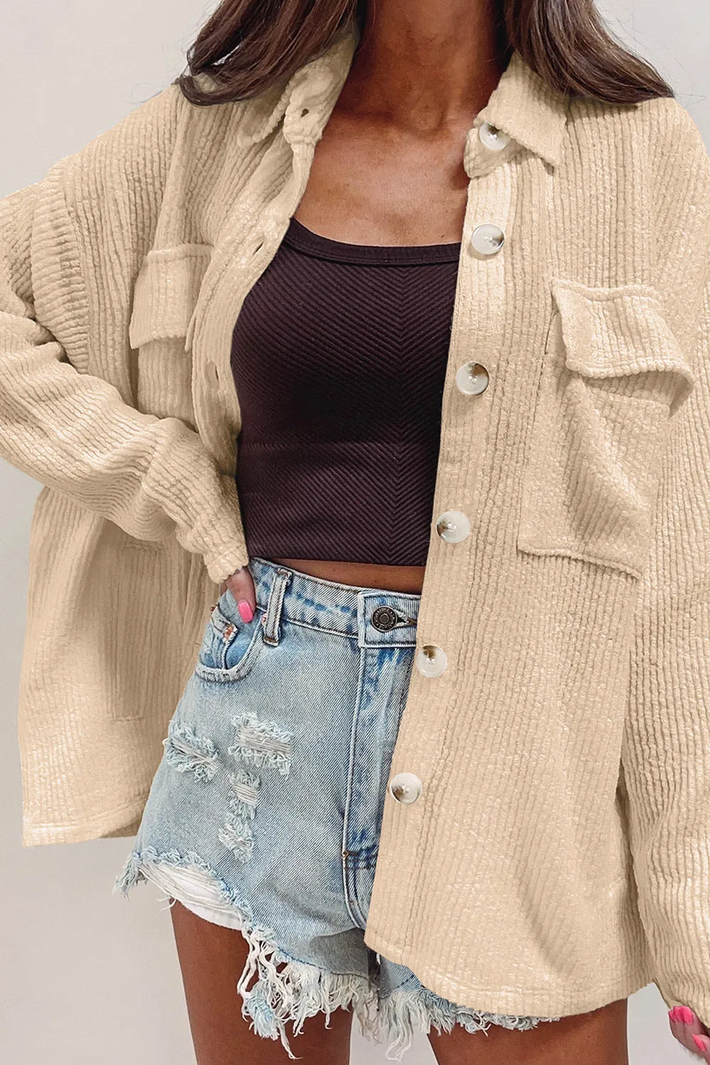 🔥 Dark Khaki Rib Textured Pocket Jacket: When You Want to Look Like You’ve Got Your Life Together, But You’re Actually Just Trying to Survive Another Day 🔥