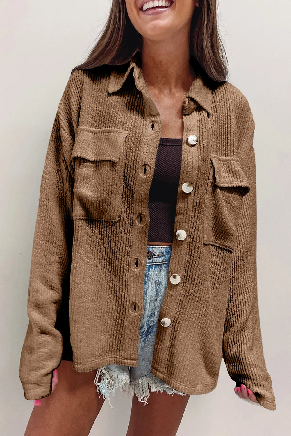 🔥 Dark Khaki Rib Textured Pocket Jacket: When You Want to Look Like You’ve Got Your Life Together, But You’re Actually Just Trying to Survive Another Day 🔥