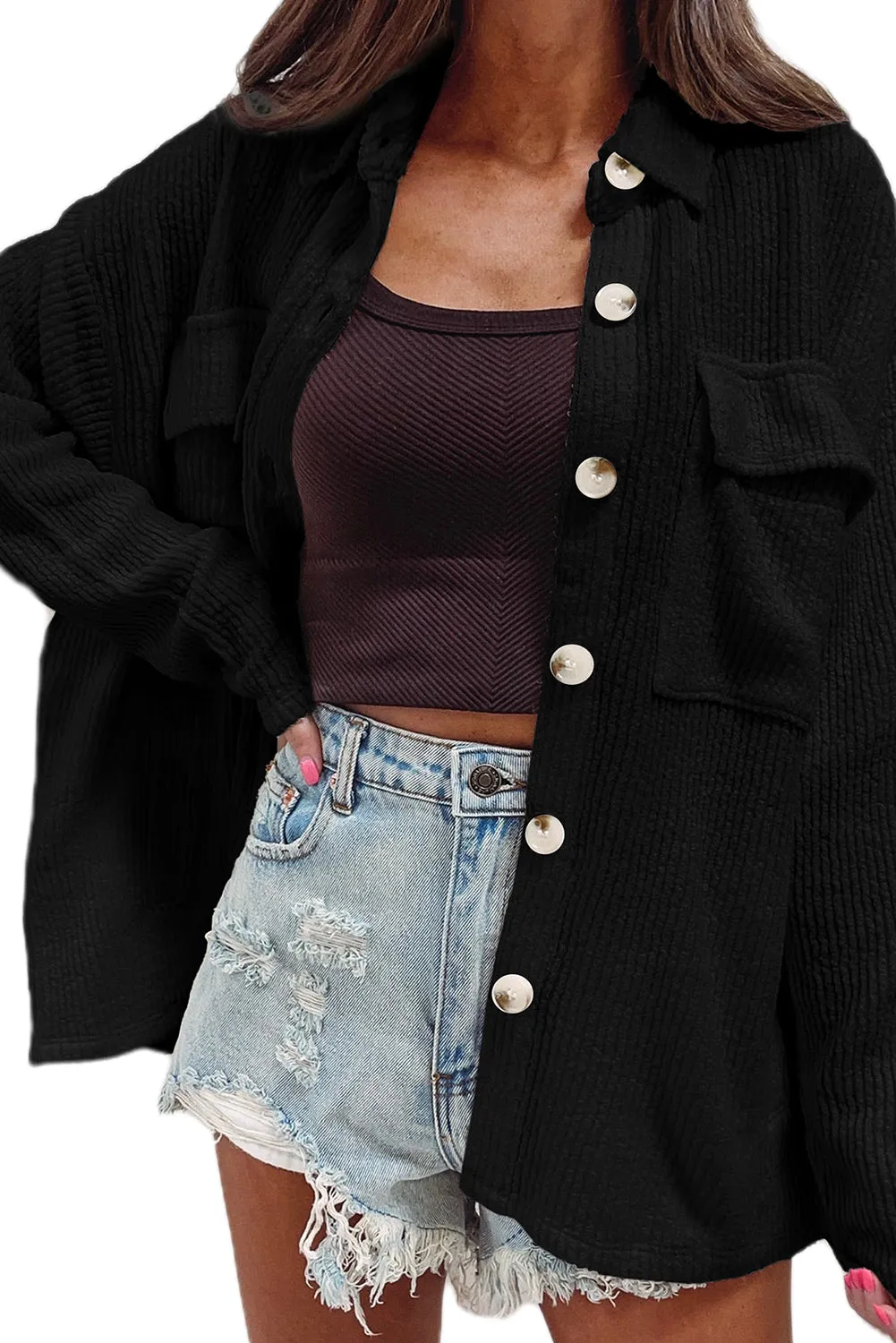 🔥 Dark Khaki Rib Textured Pocket Jacket: When You Want to Look Like You’ve Got Your Life Together, But You’re Actually Just Trying to Survive Another Day 🔥