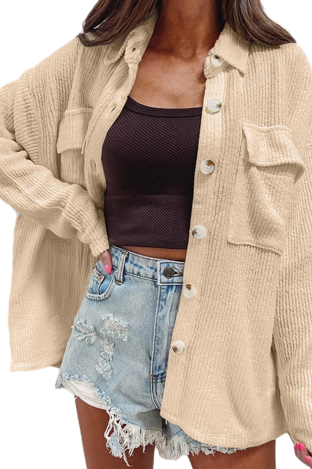 🔥 Dark Khaki Rib Textured Pocket Jacket: When You Want to Look Like You’ve Got Your Life Together, But You’re Actually Just Trying to Survive Another Day 🔥