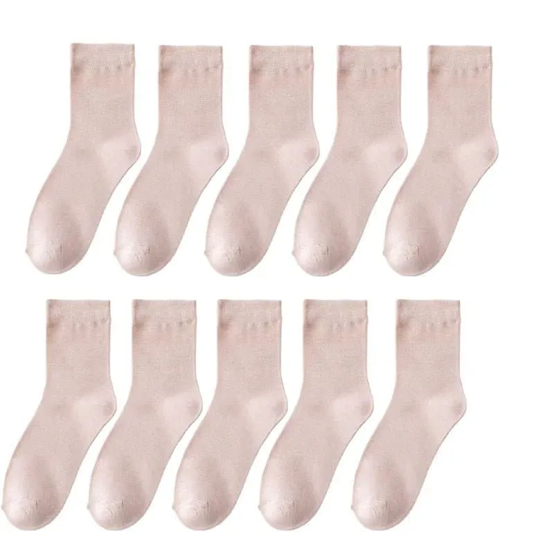 10 Pairs YIBATE Bamboo Fiber Socks - Breathable, Moisture-Wicking Women's Casual Socks