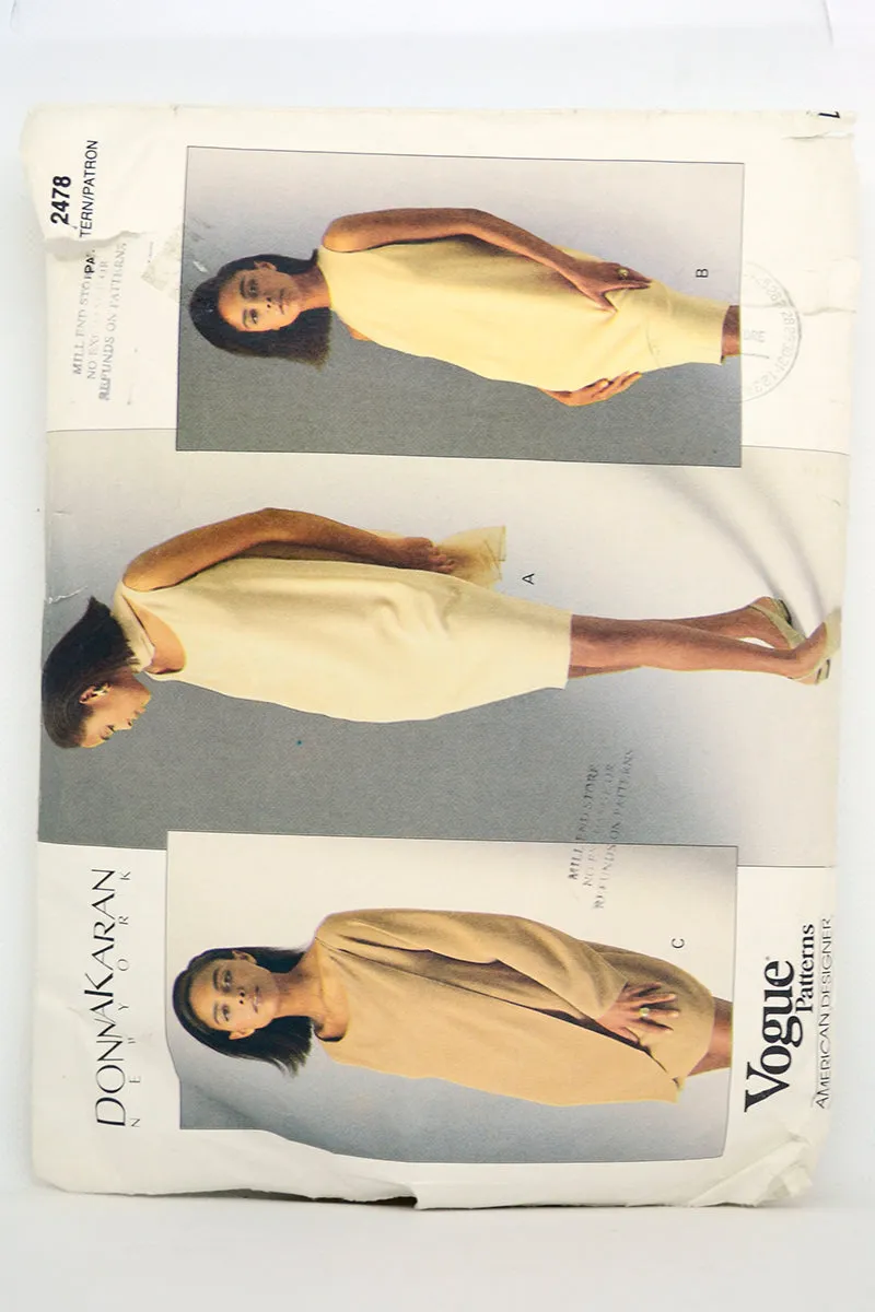 1990s Vogue 2478 Donna Karan American Designer Dress Pattern