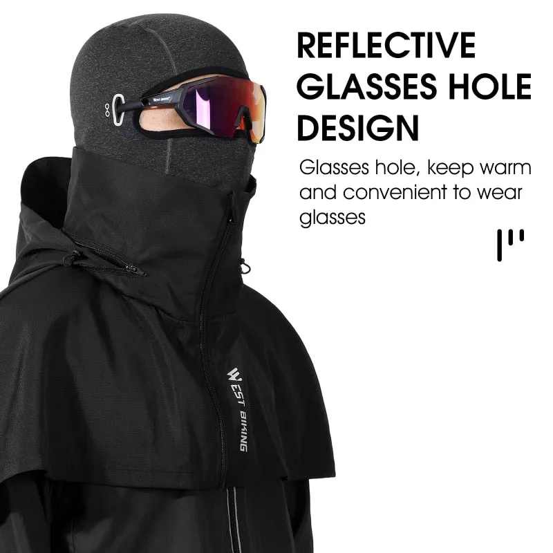 2 in 1 Winter Cycling Cap Double Layer Warm Windproof Men Hood Balaclava Motorcycle Skiing Riding Bicycle Headwear