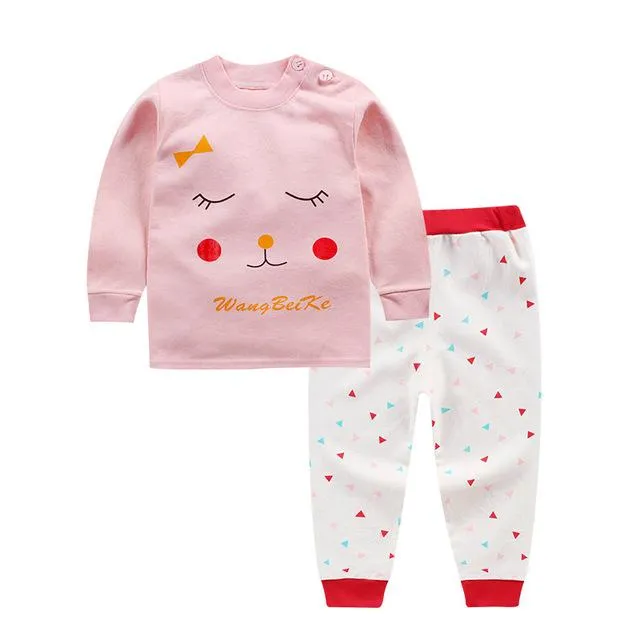 2pcs/set Cartoon winter baby clothing set long sleeved