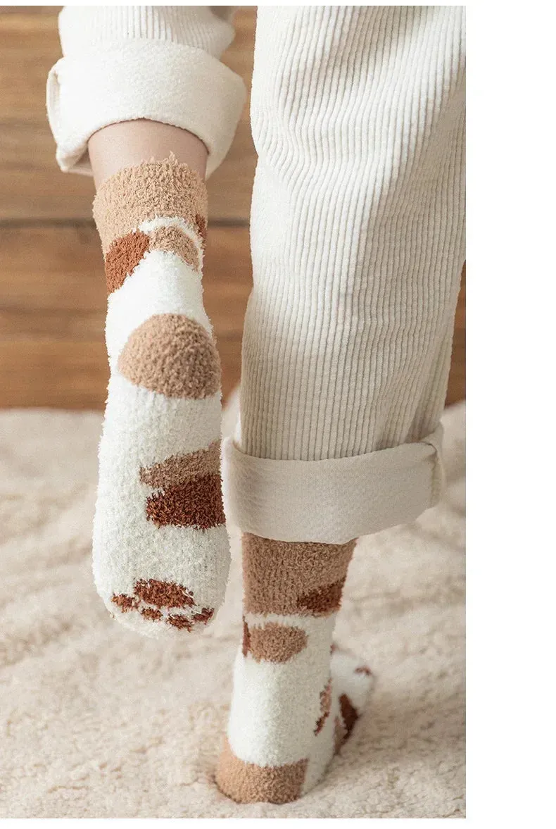 3 Pairs Women's Animal Paw Stripe Sock