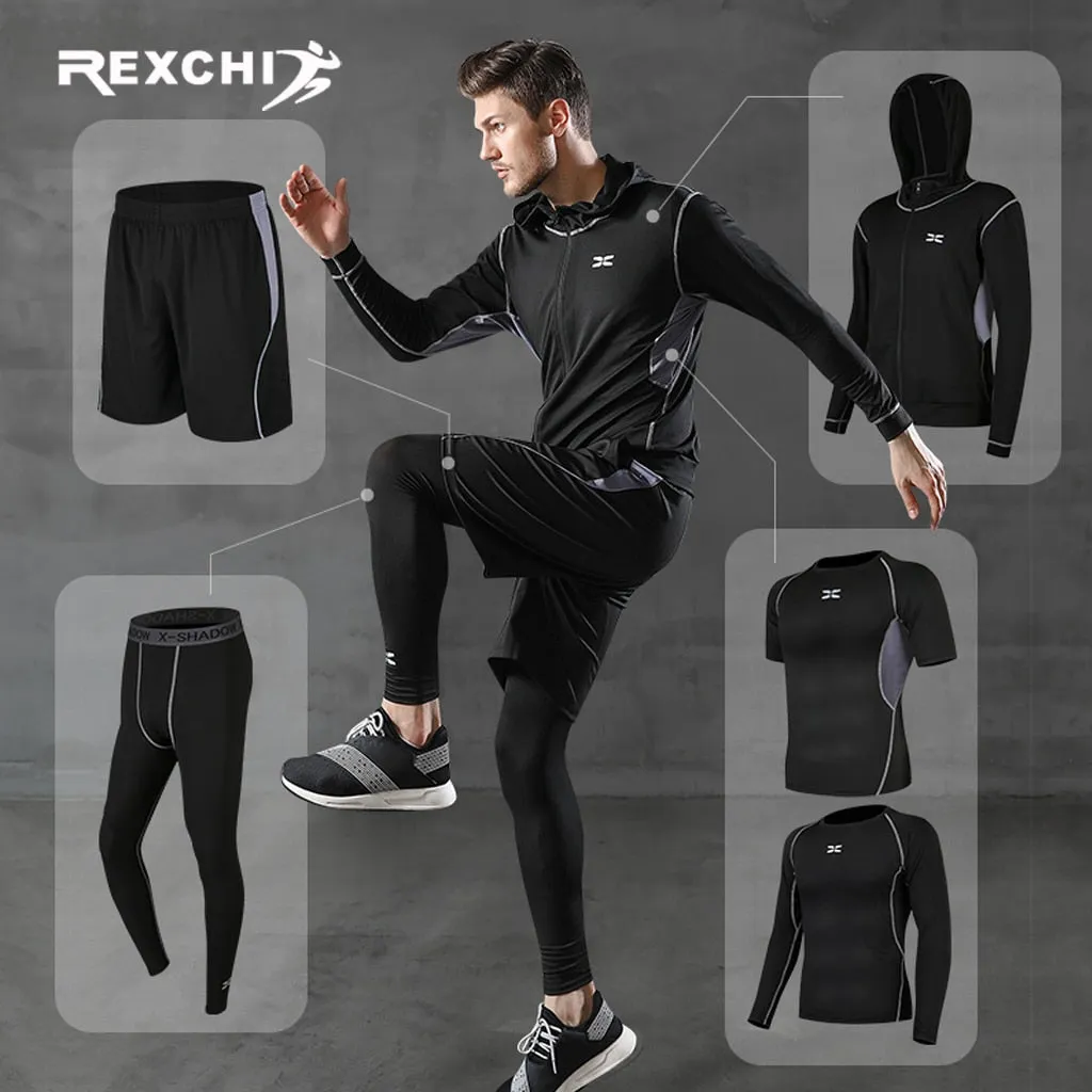 5 Pcs/Set Men's Tracksuit Gym Fitness Compression