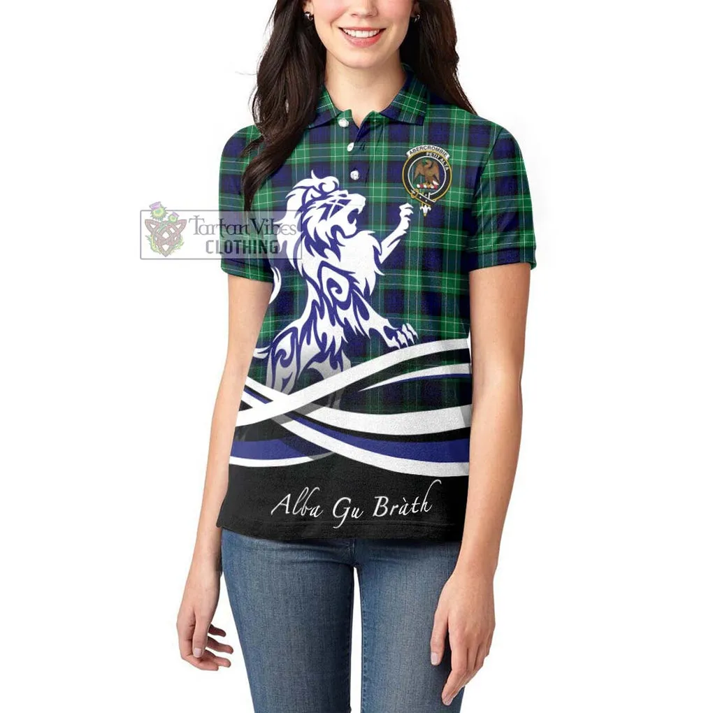 Abercrombie Tartan Women's Polo Shirt with Alba Gu Brath Regal Lion Emblem