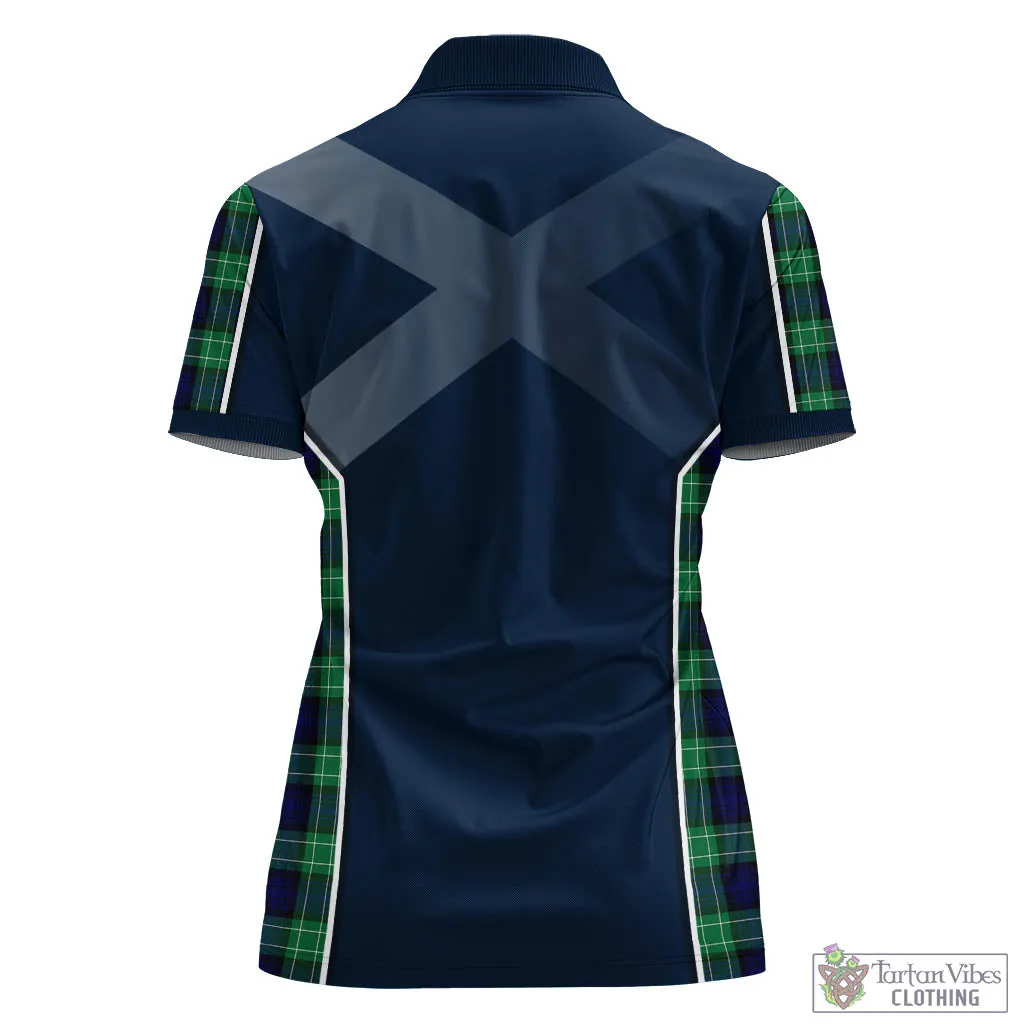 Abercrombie Tartan Women's Polo Shirt with Family Crest and Scottish Thistle Vibes Sport Style