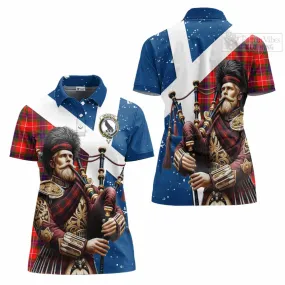 Abernethy Tartan Women's Polo Shirt with Family Crest Scottish Bagpiper Vibes