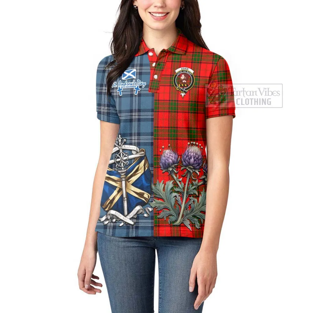 Adair Tartan Women's Polo Shirt Happy St. Andrew's Day Half Tartan Style