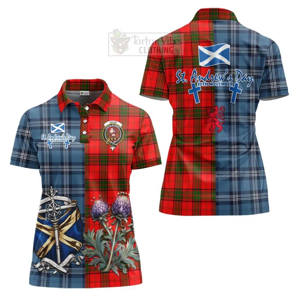 Adair Tartan Women's Polo Shirt Happy St. Andrew's Day Half Tartan Style