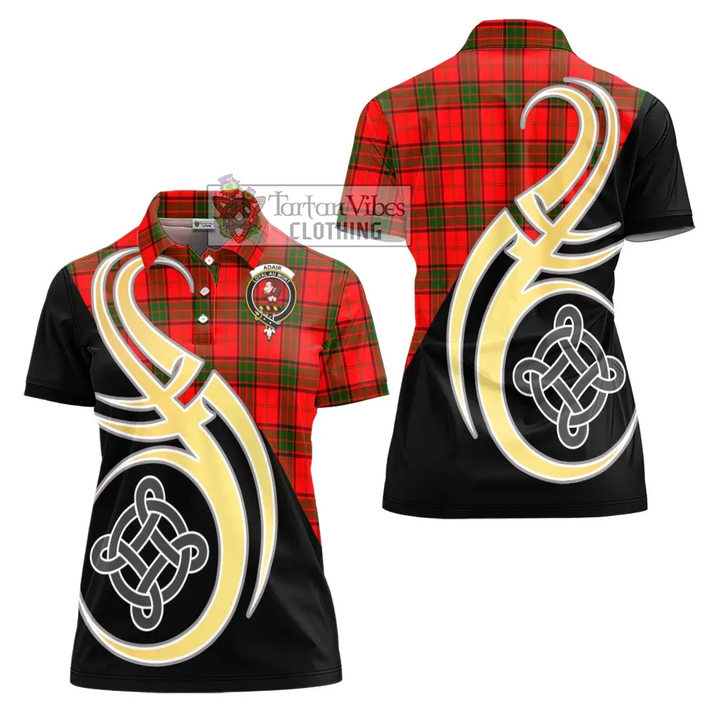 Adair Tartan Women's Polo Shirt with Family Crest and Celtic Symbol Style