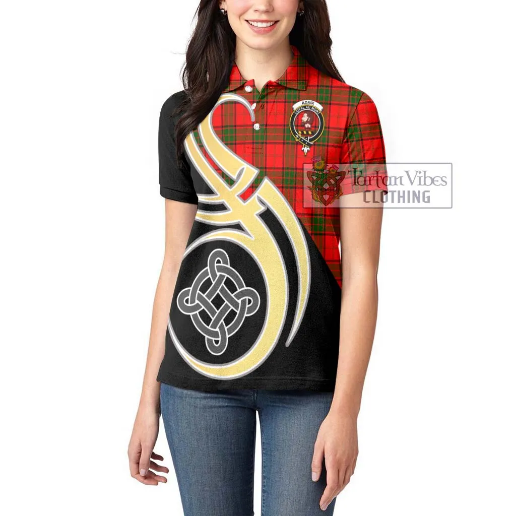 Adair Tartan Women's Polo Shirt with Family Crest and Celtic Symbol Style