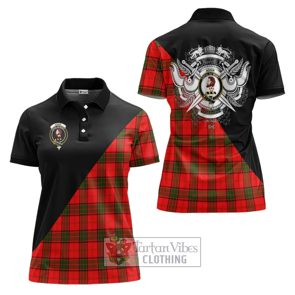 Adair Tartan Women's Polo Shirt with Family Crest and Military Logo Style