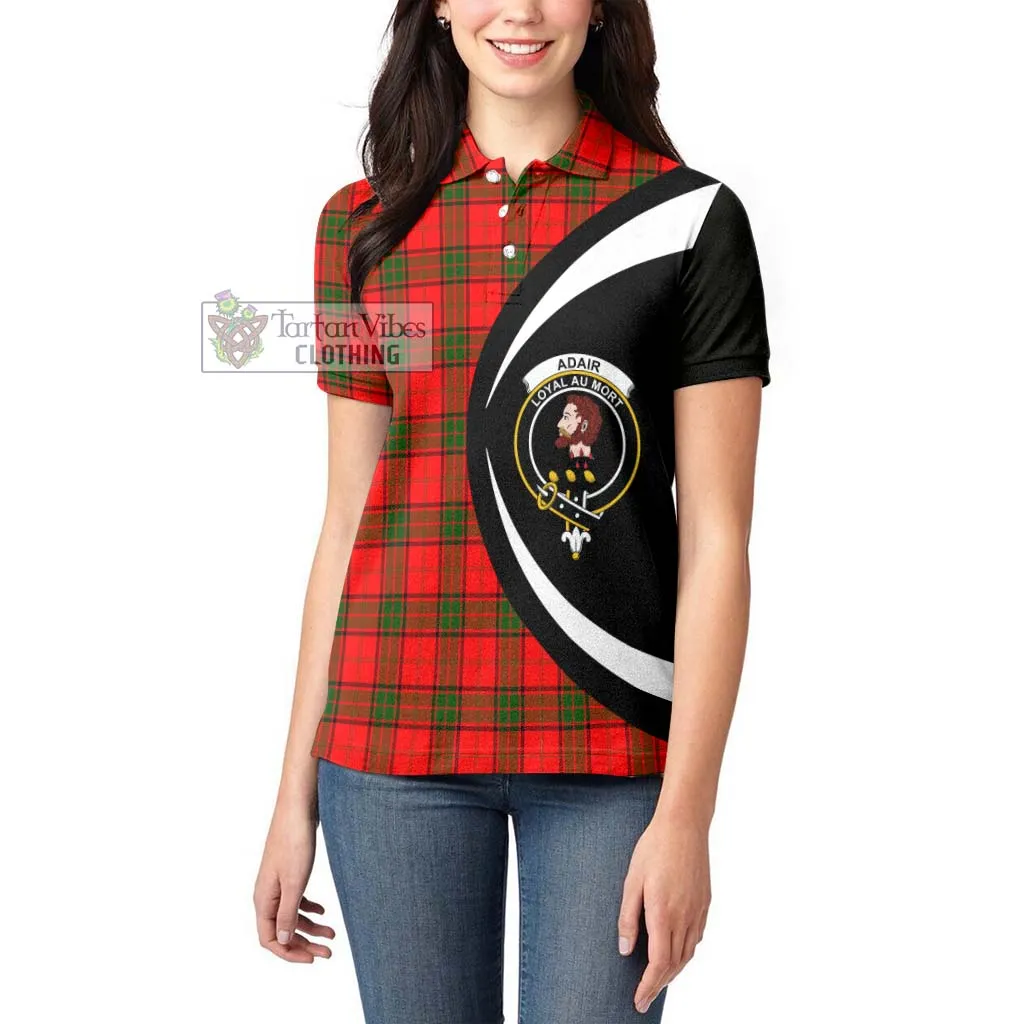 Adair Tartan Women's Polo Shirt with Family Crest Circle Style