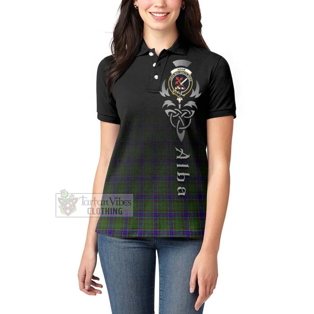 Adam Tartan Women's Polo Shirt Featuring Alba Gu Brath Family Crest Celtic Inspired