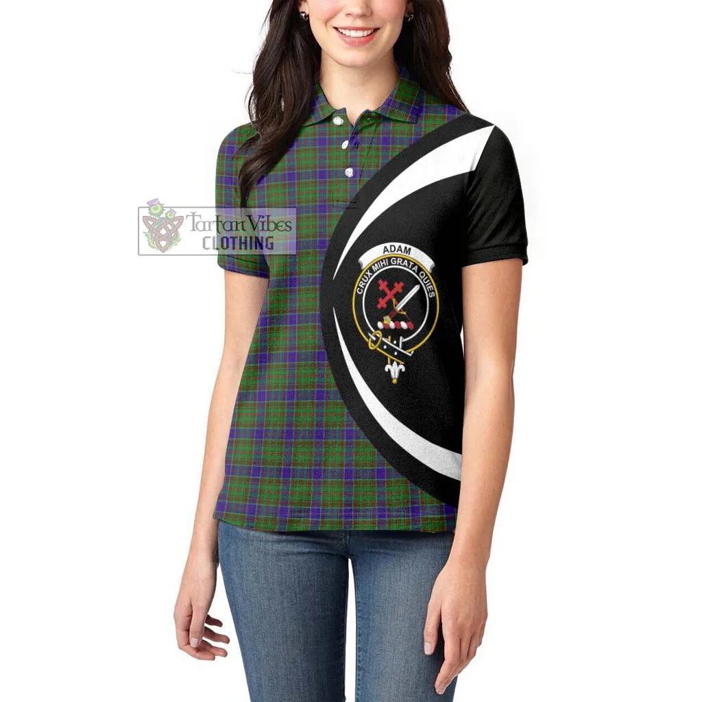 Adam Tartan Women's Polo Shirt with Family Crest Circle Style