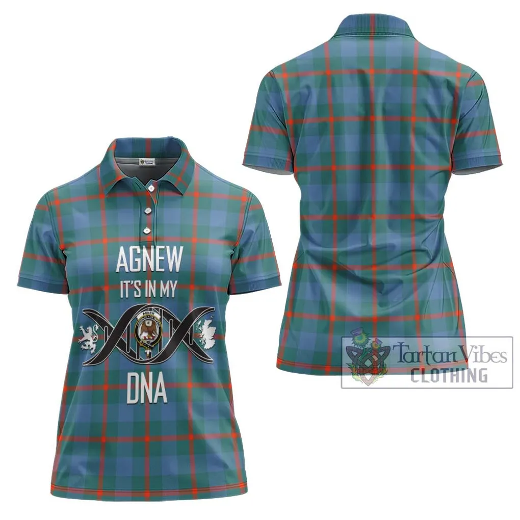 Agnew Ancient Tartan Women's Polo Shirt with Family Crest DNA In Me Style