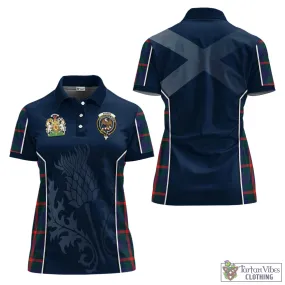 Agnew Tartan Women's Polo Shirt with Family Crest and Scottish Thistle Vibes Sport Style