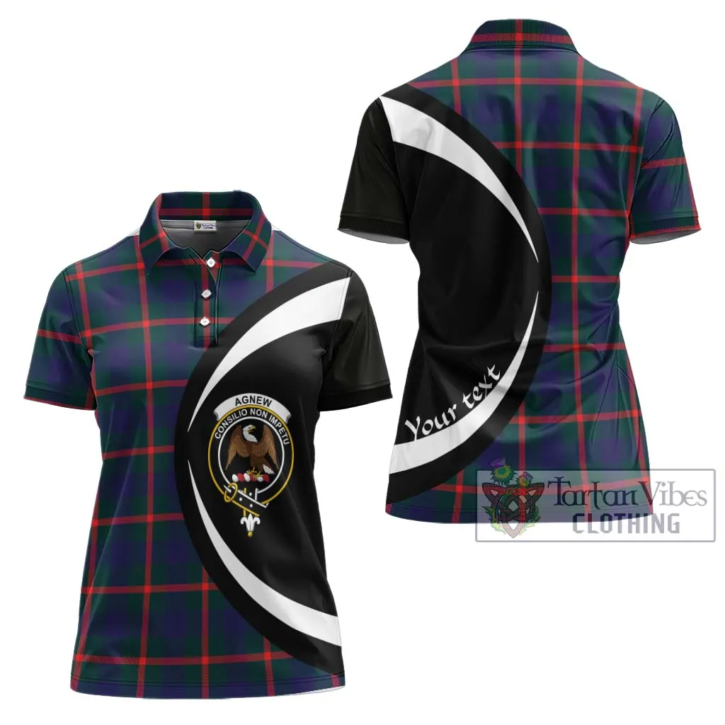 Agnew Tartan Women's Polo Shirt with Family Crest Circle Style