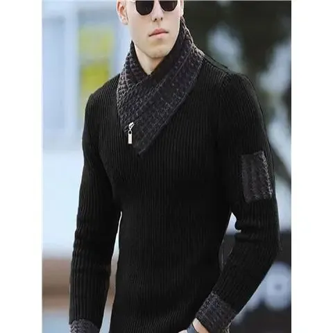 Aidase 2024 New Pullover American Men's Scarf Collar Sweater Knitted Sweater Long Sleeved Knitwear Men Women Spliced Sweater Jacket