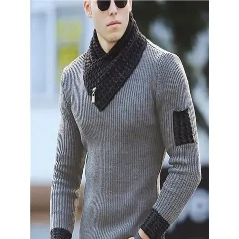 Aidase 2024 New Pullover American Men's Scarf Collar Sweater Knitted Sweater Long Sleeved Knitwear Men Women Spliced Sweater Jacket