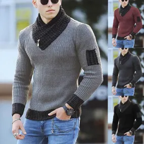 Aidase 2024 New Pullover American Men's Scarf Collar Sweater Knitted Sweater Long Sleeved Knitwear Men Women Spliced Sweater Jacket