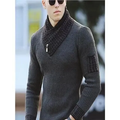 Aidase 2024 New Pullover American Men's Scarf Collar Sweater Knitted Sweater Long Sleeved Knitwear Men Women Spliced Sweater Jacket