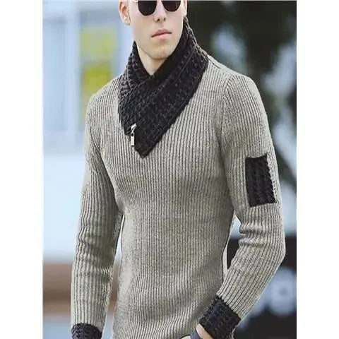 Aidase 2024 New Pullover American Men's Scarf Collar Sweater Knitted Sweater Long Sleeved Knitwear Men Women Spliced Sweater Jacket