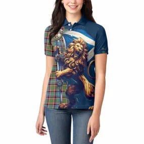 Aikenhead Tartan Family Crest Women's Polo Shirt with Scottish Majestic Lion