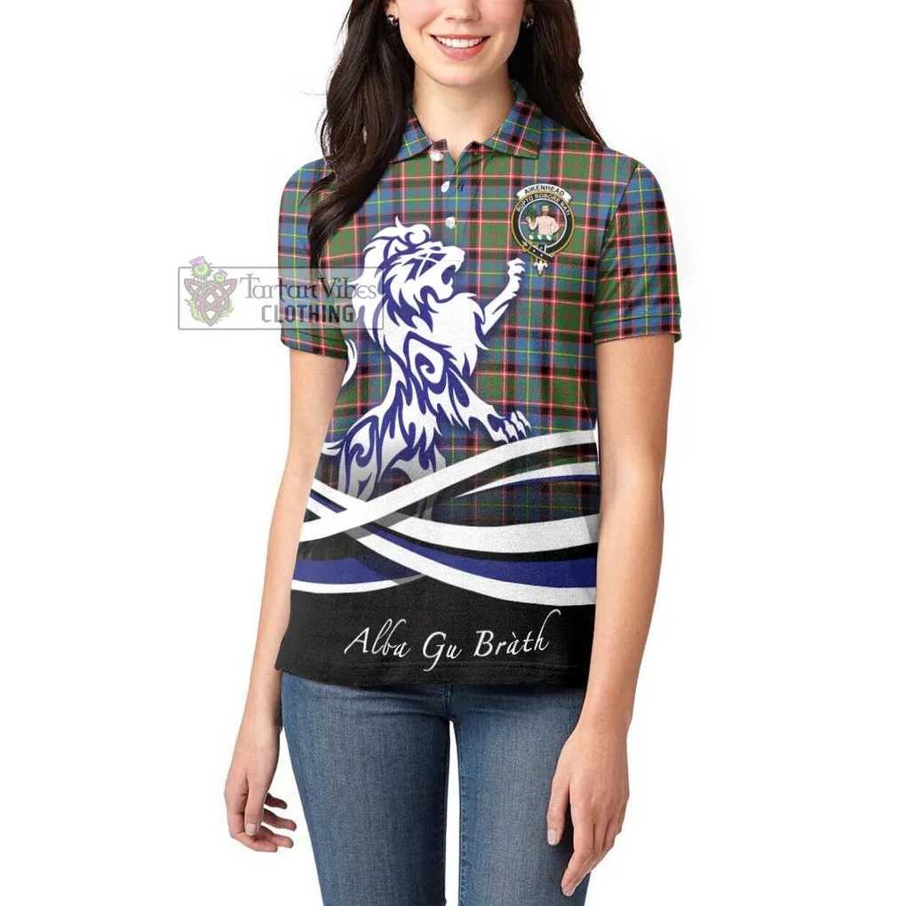 Aikenhead Tartan Women's Polo Shirt with Alba Gu Brath Regal Lion Emblem