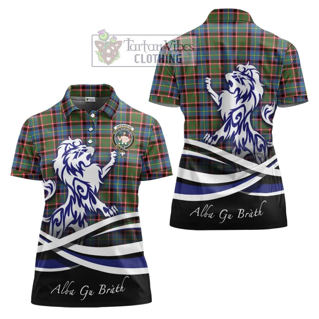 Aikenhead Tartan Women's Polo Shirt with Alba Gu Brath Regal Lion Emblem