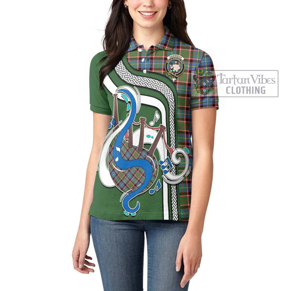 Aikenhead Tartan Women's Polo Shirt with Epic Bagpipe Style