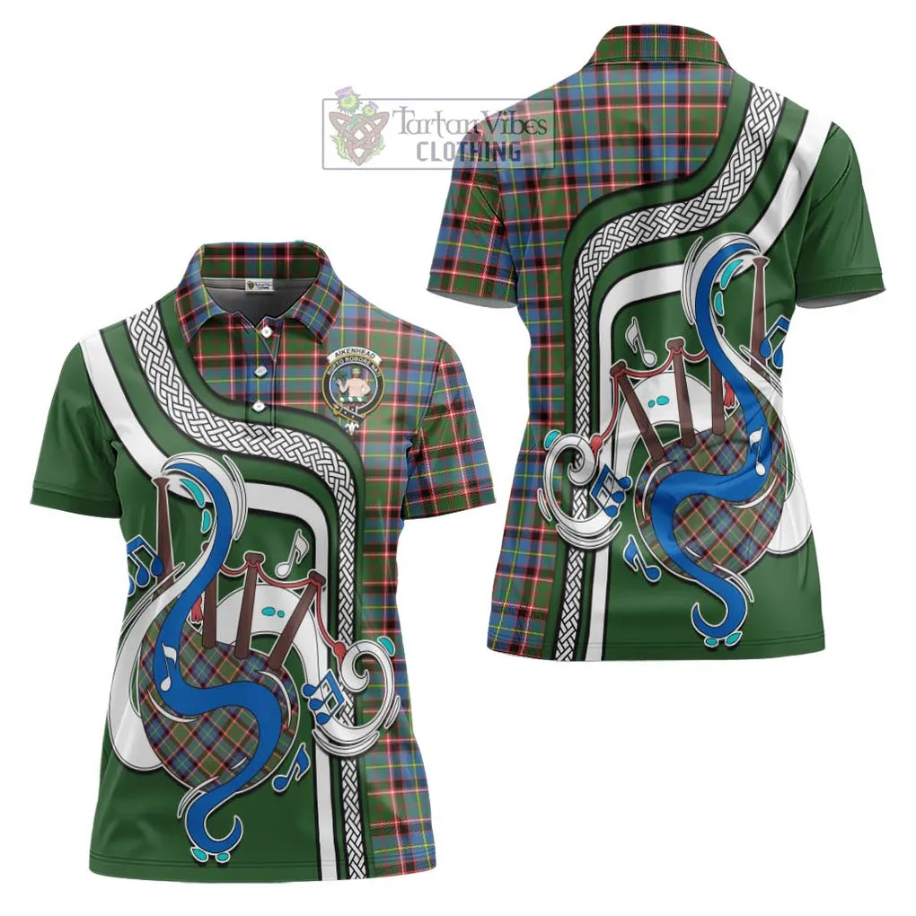 Aikenhead Tartan Women's Polo Shirt with Epic Bagpipe Style