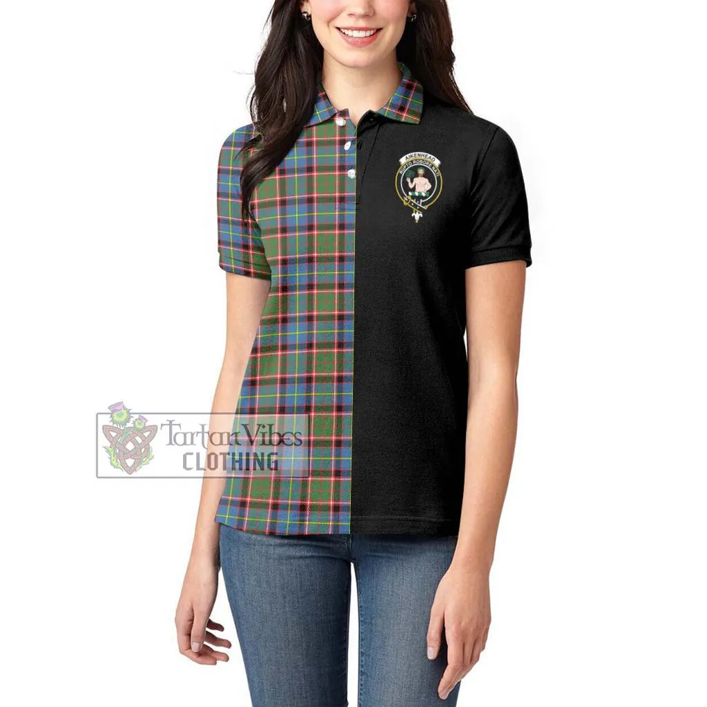 Aikenhead Tartan Women's Polo Shirt with Family Crest and Half Of Me Style