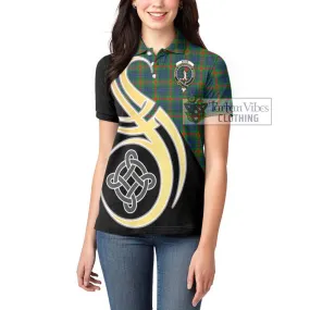 Aiton Tartan Women's Polo Shirt with Family Crest and Celtic Symbol Style