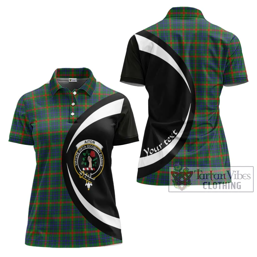 Aiton Tartan Women's Polo Shirt with Family Crest Circle Style