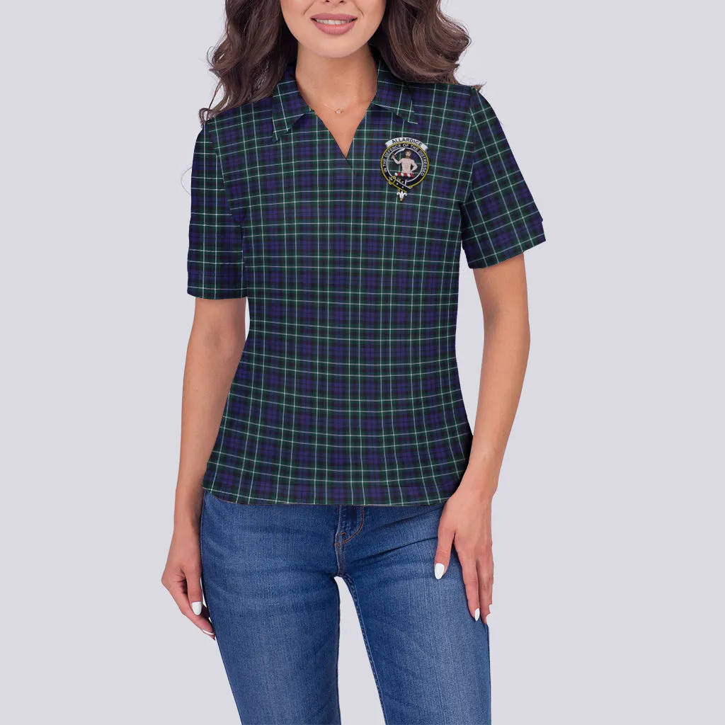 Allardice Tartan Polo Shirt with Family Crest For Women