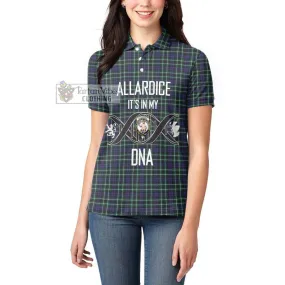 Allardice Tartan Women's Polo Shirt with Family Crest DNA In Me Style