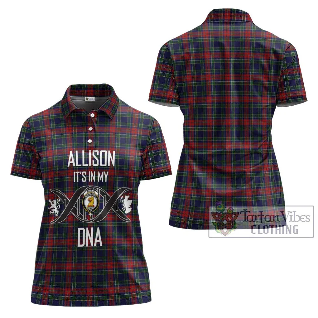 Allison Red Tartan Women's Polo Shirt with Family Crest DNA In Me Style