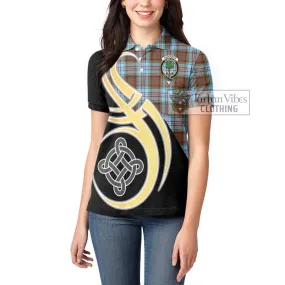 Anderson Ancient Tartan Women's Polo Shirt with Family Crest and Celtic Symbol Style