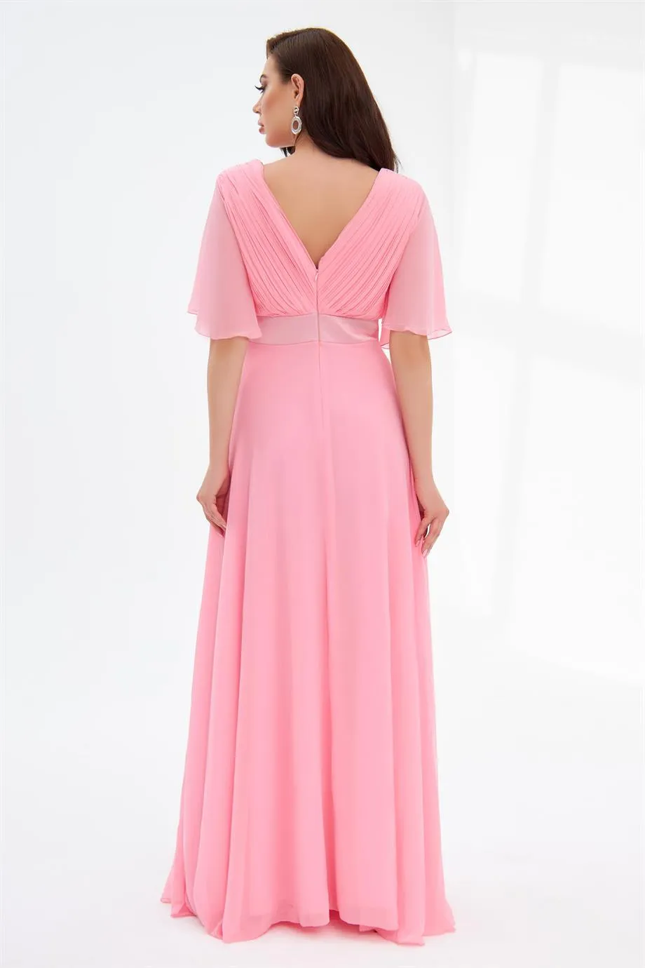 Angelino Powder Chiffon Long Evening Dress