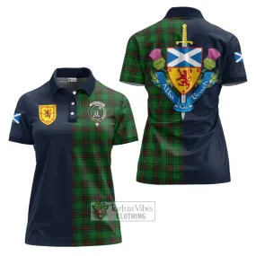 Anstruther Tartan Women's Polo Shirt Alba with Scottish Lion Royal Arm Half Style