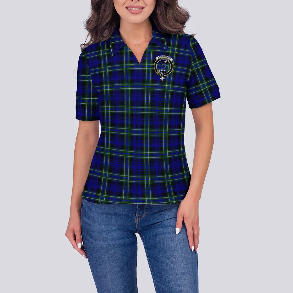 Arbuthnot Modern Tartan Polo Shirt with Family Crest For Women