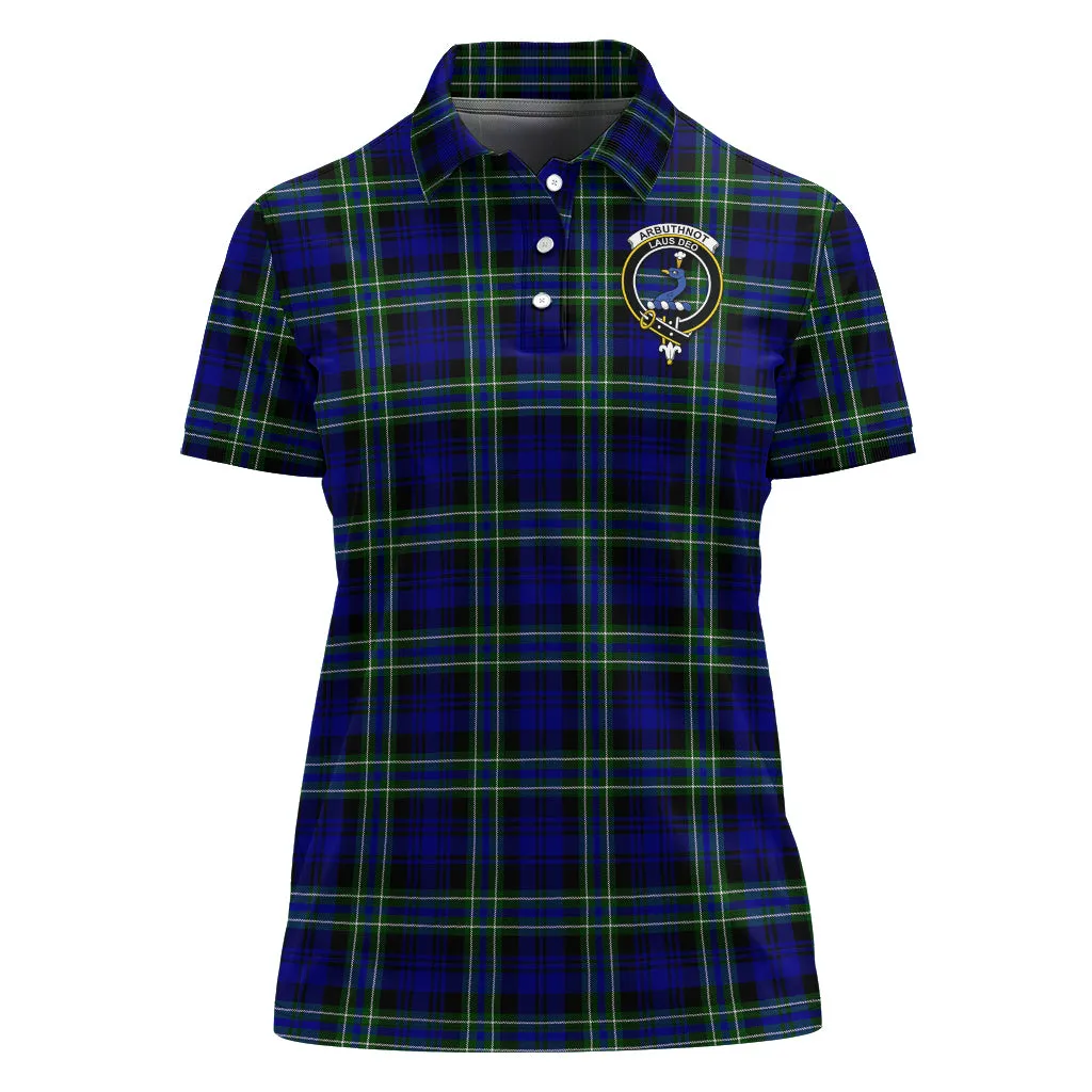 Arbuthnot Modern Tartan Polo Shirt with Family Crest For Women