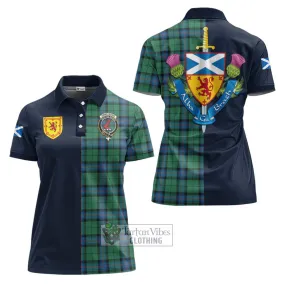 Armstrong Ancient Tartan Women's Polo Shirt Alba with Scottish Lion Royal Arm Half Style