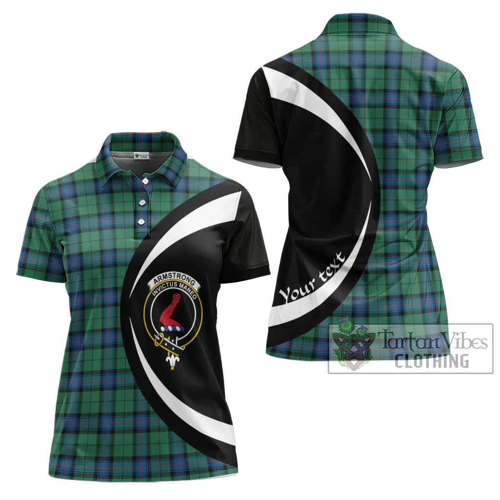 Armstrong Ancient Tartan Women's Polo Shirt with Family Crest Circle Style