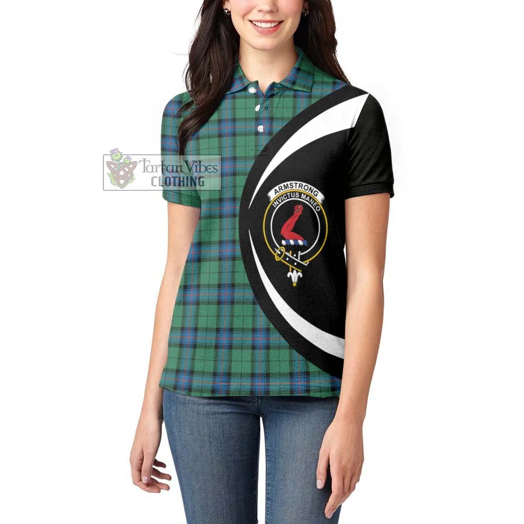 Armstrong Ancient Tartan Women's Polo Shirt with Family Crest Circle Style